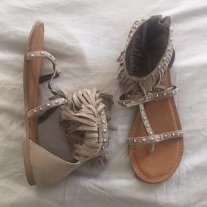 Cute fringed and studded summer sandals